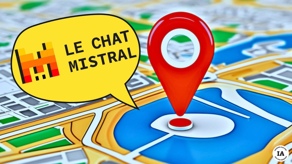 Le Chat de Mistral AI connait votre localisation, comme des milliards de site web. // Source : Numerama avec Midjourney