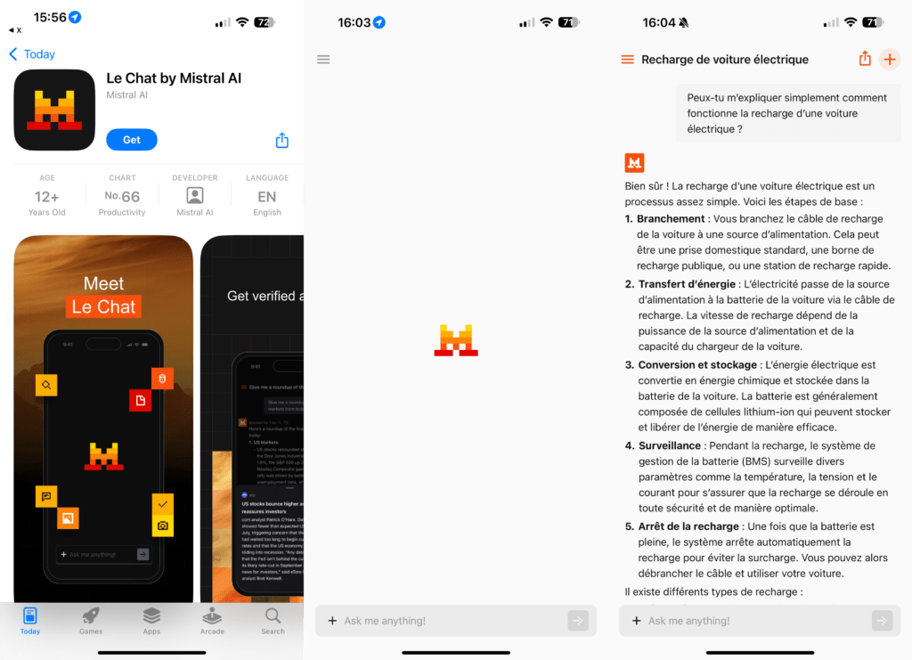 L'interface de l'application Mistral.