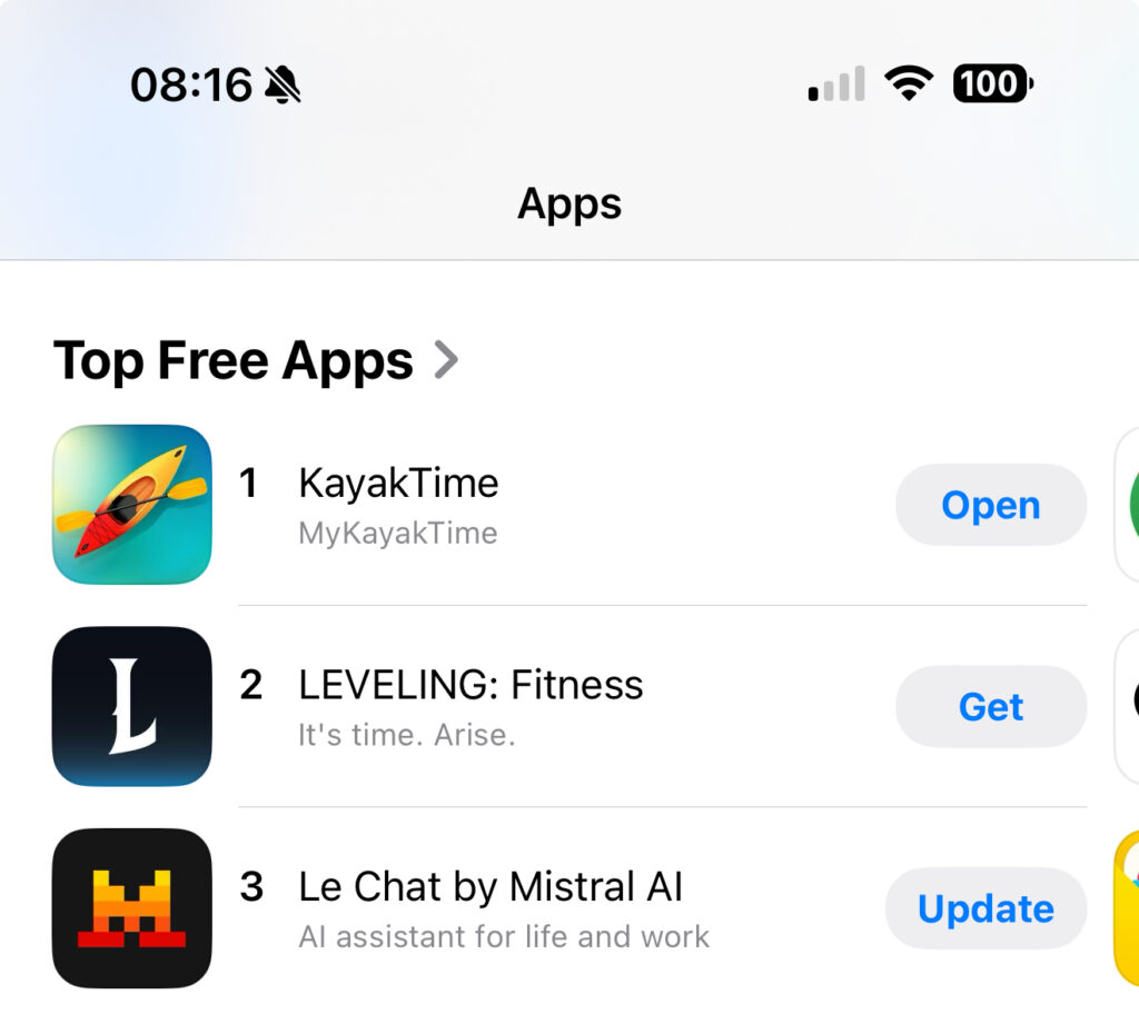 KayakTime est l'application la plus téléchargée en France.