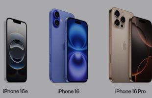 Les iPhone 16e, 16 et 15. // Source : Apple