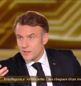 Emmanuel Macron sur France 2 pour parler de l'IA. // Source : France 2