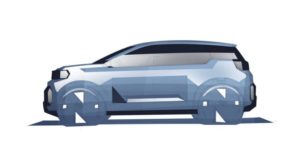 Sketch de la prochaine Dacia électrique // Source : Denis le Vot sur Linkedin