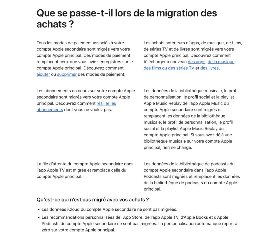 Apple a lancé la migration des achats en février 2025.