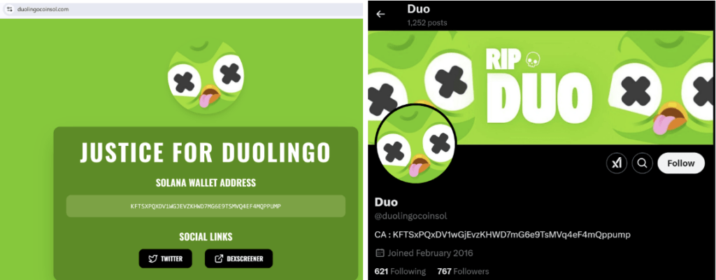 La fausse campagne pour sauver Duo de Duolingo. // Source : BforeAI