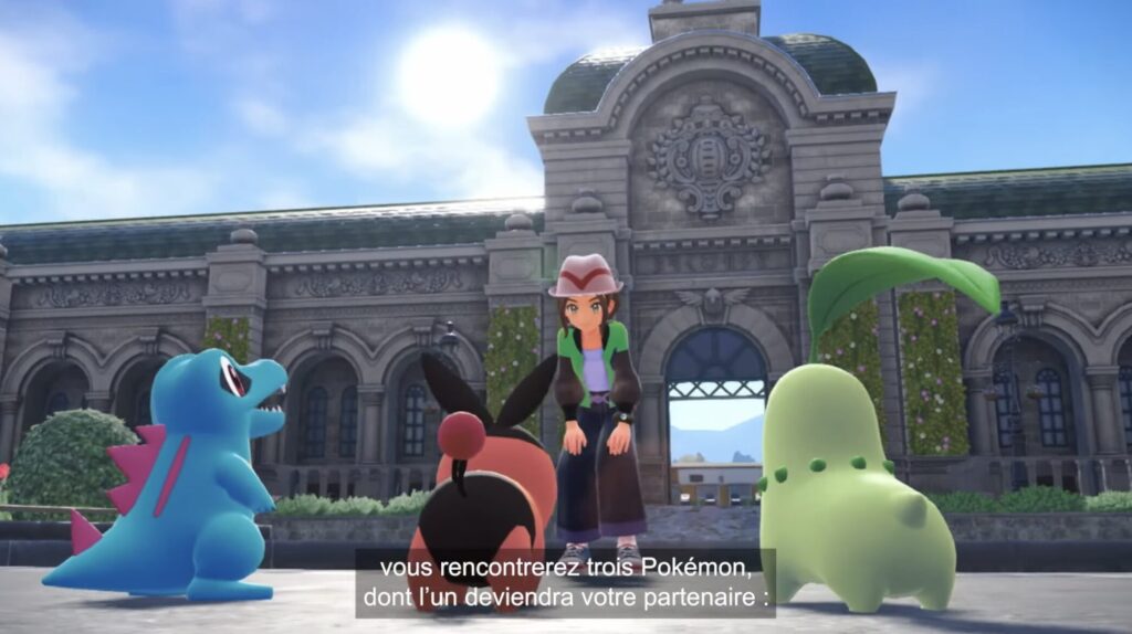 Les trois starters disponibles dans Légendes Pokémon Z-A. Les générations se mélangent.