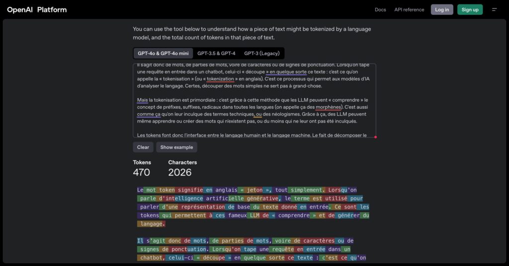 La gestion des tokens avec les LLM de ChatGPT // Source : Numerama