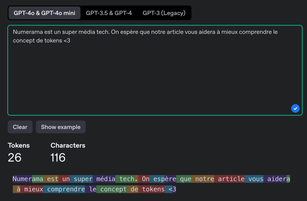 Le processus de tokenisation avec GTP-4 // Source : Numerama