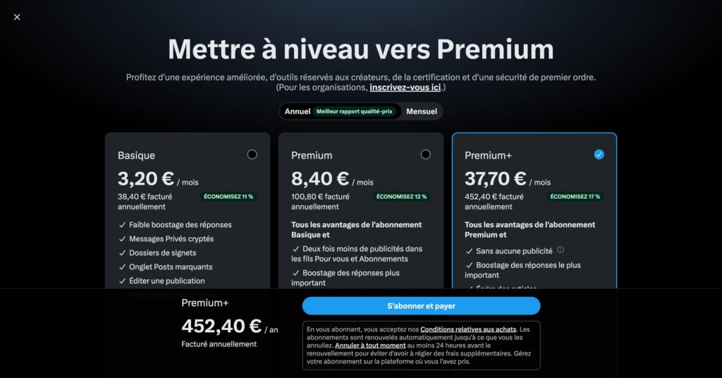 Le nouveau prix du Premium+ // Source : Numerama