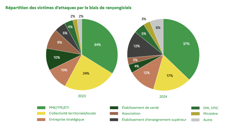 La répartition des victimes d'attaques par ransomware. // Source : ANSSI