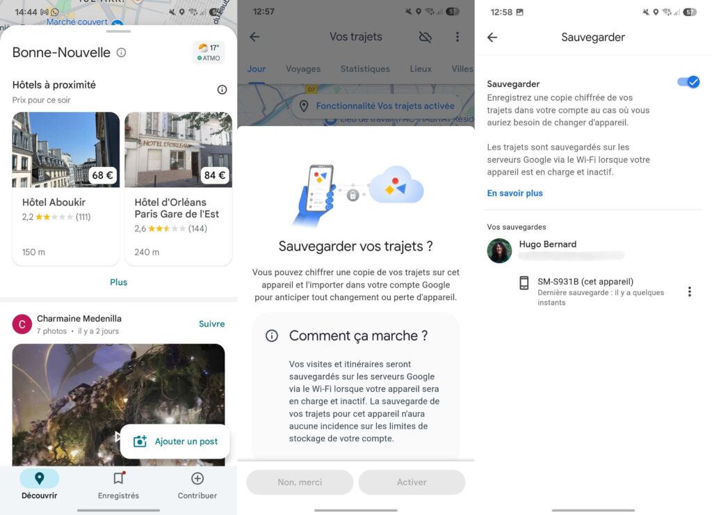 Comment vérifier que Google Maps enregistre ses trajets sur son smartphone // Source : Numerama