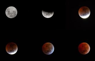 Phases de l'éclipse lunaire du 14 mars 2025. // Source : Flickr/CC/Sergio Otarola (photo recadrée)