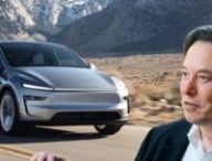Elon Musk et le nouveau Tesla Model Y // Source : Montage Robin San Vicente