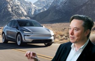 Elon Musk et le nouveau Tesla Model Y // Source : Montage Robin San Vicente
