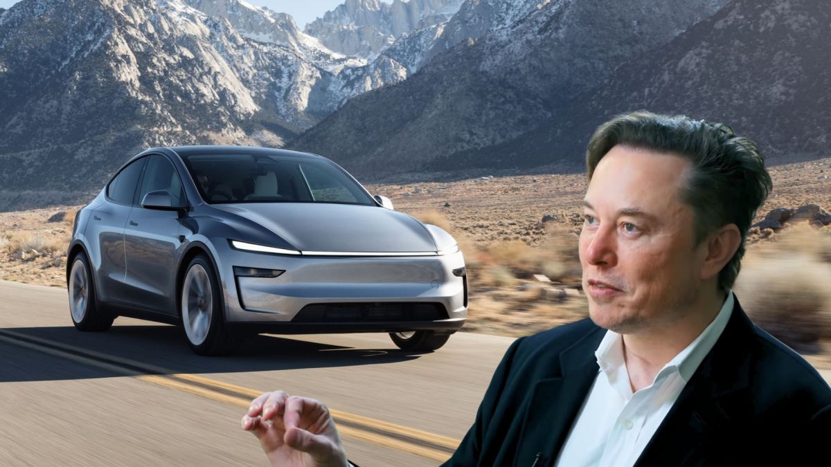 Elon Musk et le nouveau Tesla Model Y // Source : Montage Robin San Vicente