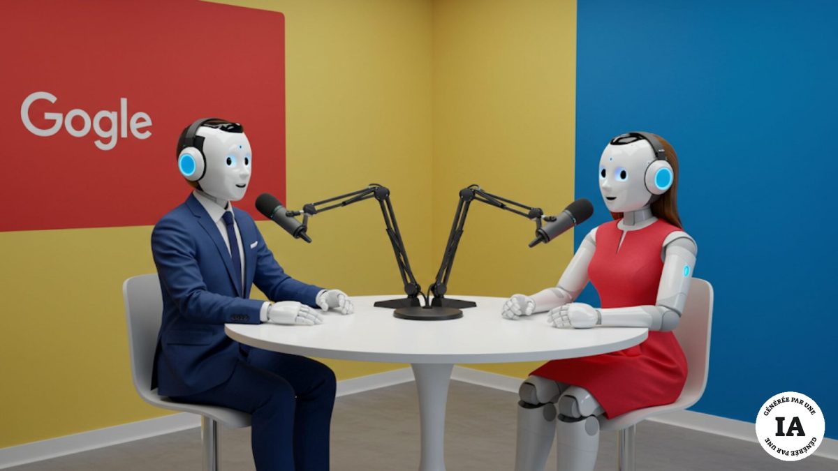 Un podcast avec des robots : c'est la nouvelle idée de Google. // Source : Image générée par Gemini