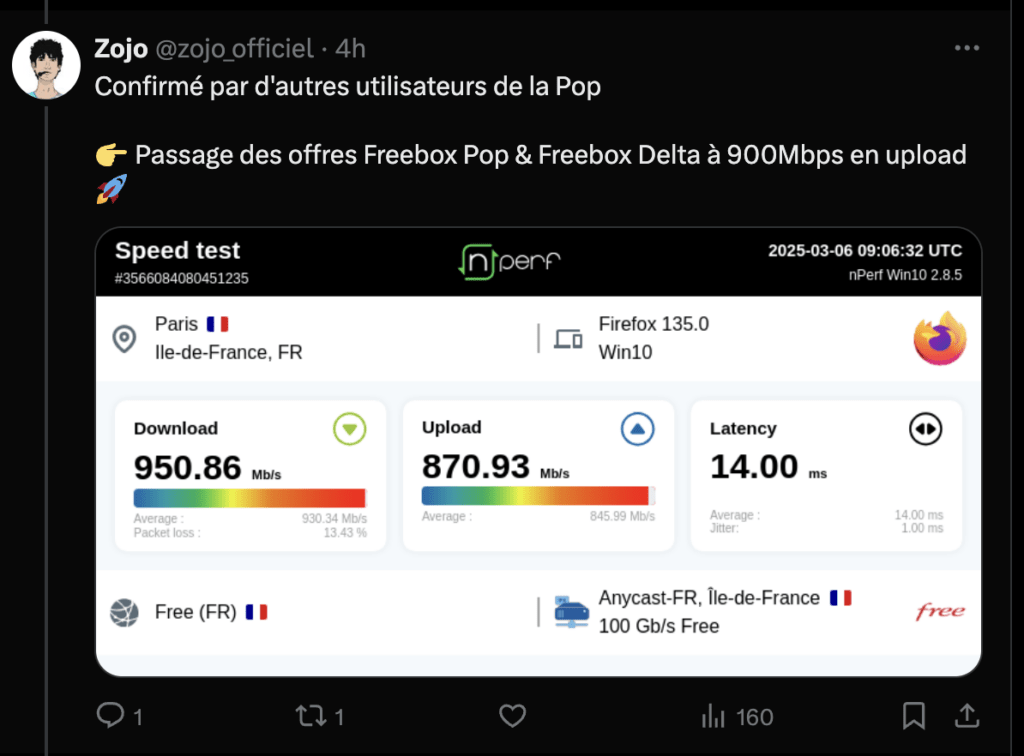 Le tweet de Zojo, à l'origine de la découverte sur Free.