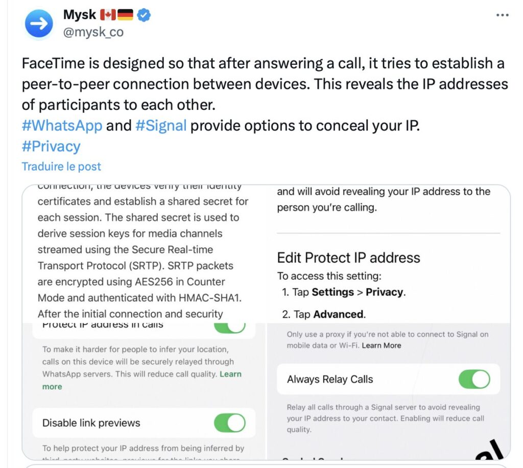 Certains concurrents d'Apple ont un VPN intégré pour cacher son IP.