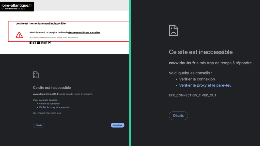 Les sites en panne ce 10 mars. // Source : Numerama