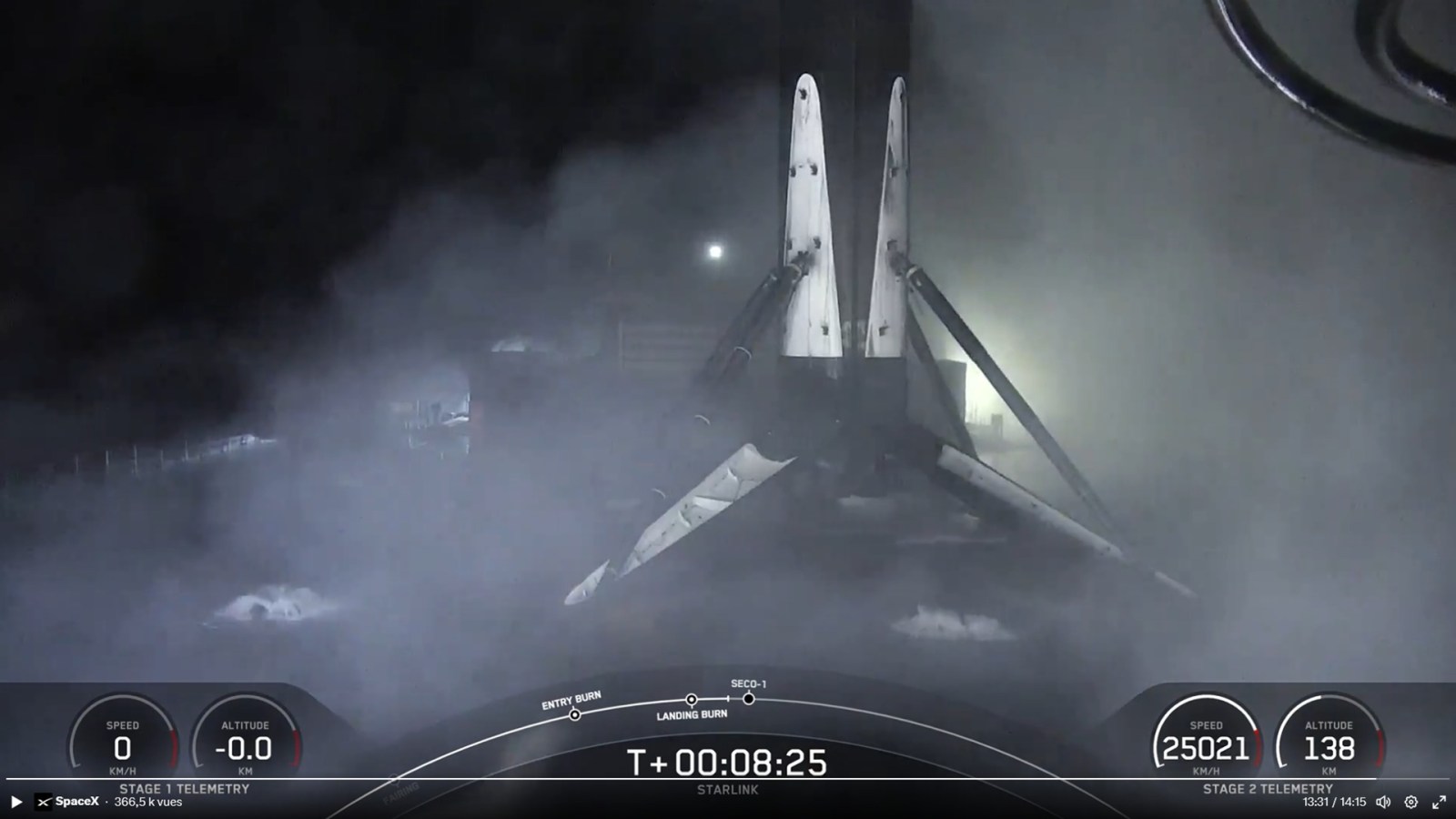 Un booster Falcon 9 de SpaceX rate son atterrissage et se désintègre