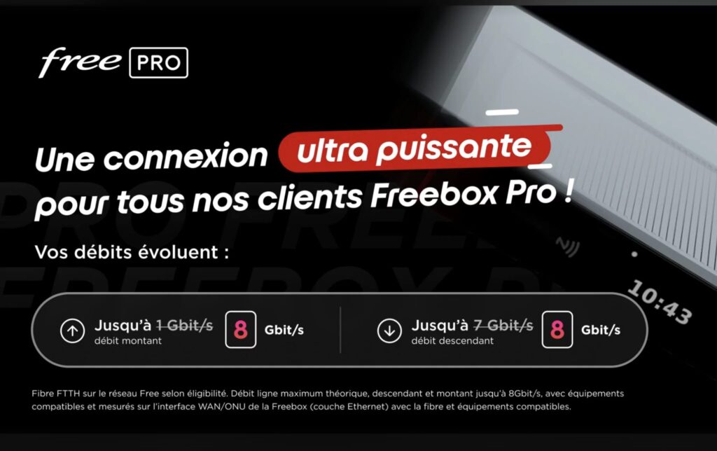 Free augmente les débits de la Freebox Pro. Free augmente les débits de la Freebox Pro.