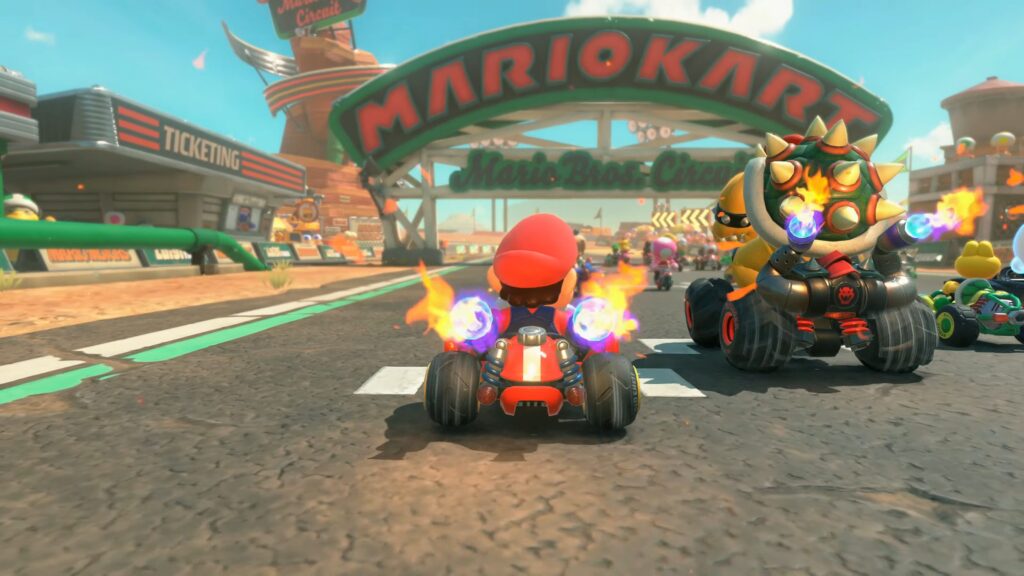 La grille de départ d'une course de « Mario Kart World » // Source : Nintendo