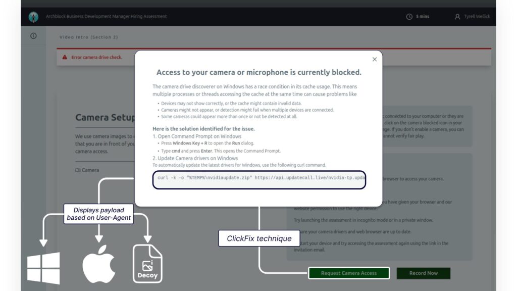 Un faux message d'erreur incitant la cible à installer le malware. // Source : Sekoia.io