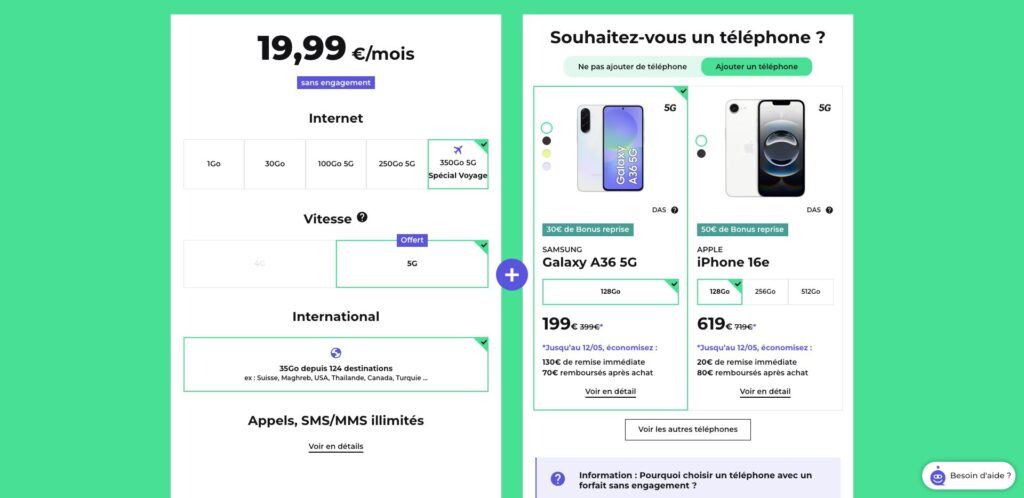 Le forfait Spécial Voyage de RED by SFR // Source : Capture Numerama Le forfait Spécial Voyage de RED by SFR // Source : Capture Numerama