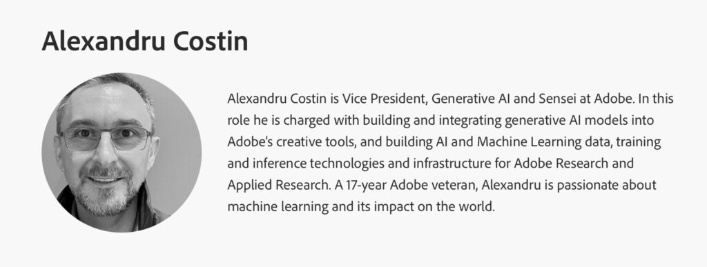La biographie d'Alexandru Costin sur le site d'Adobe. // Source : Adobe La biographie d'Alexandru Costin sur le site d'Adobe. // Source : Adobe