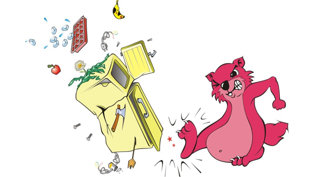 dessin cartoon d'une marmotte énervé sur son frigo // Source : Painter06_Pixabay