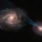 Vue d'artiste de la «joute cosmique » // Source : ESO/M. Kornmesser Vue d'artiste de la «joute cosmique » // Source : ESO/M. Kornmesser