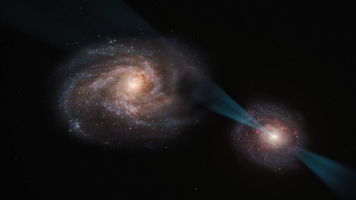 Vue d'artiste de la «joute cosmique » // Source : ESO/M. Kornmesser