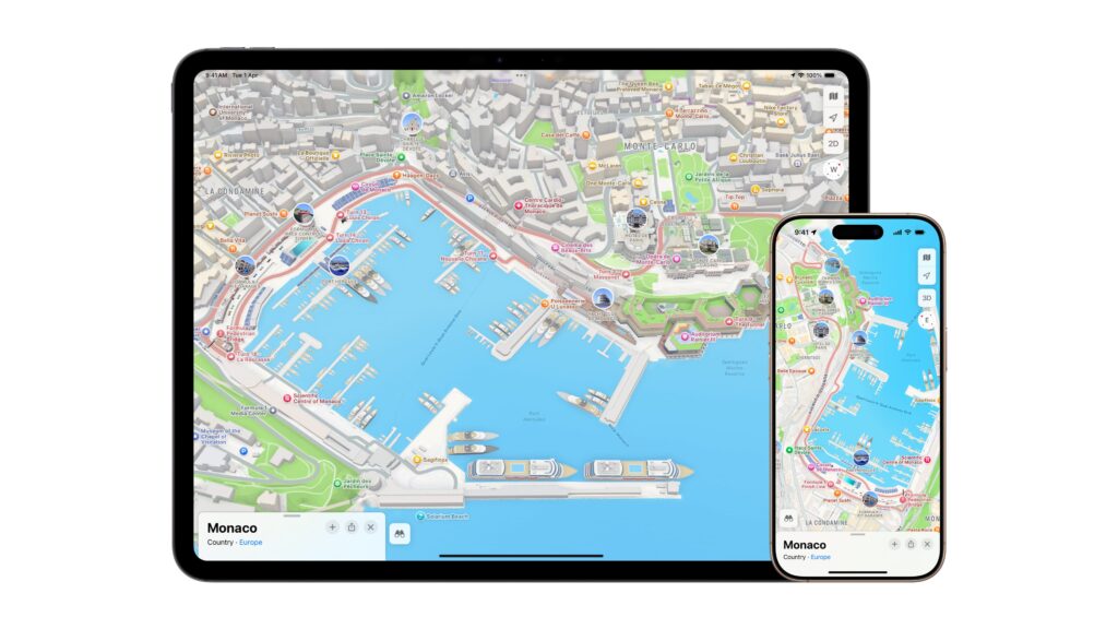 Le circuit de Monaco sur Apple Plans // Source : Apple Le circuit de Monaco sur Apple Plans // Source : Apple