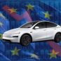 Tesla en baisse en Europe // Source : Montage Raphaelle Baut