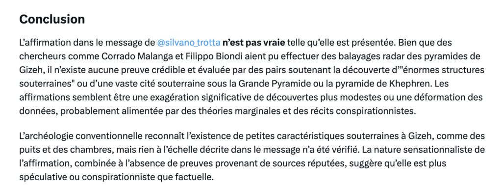 Pas de conspi valable sur Gizeh, Silvano
