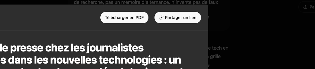 On peut exporter les rapports de Deep Research en PDF // Source : Numerama On peut exporter les rapports de Deep Research en PDF // Source : Numerama