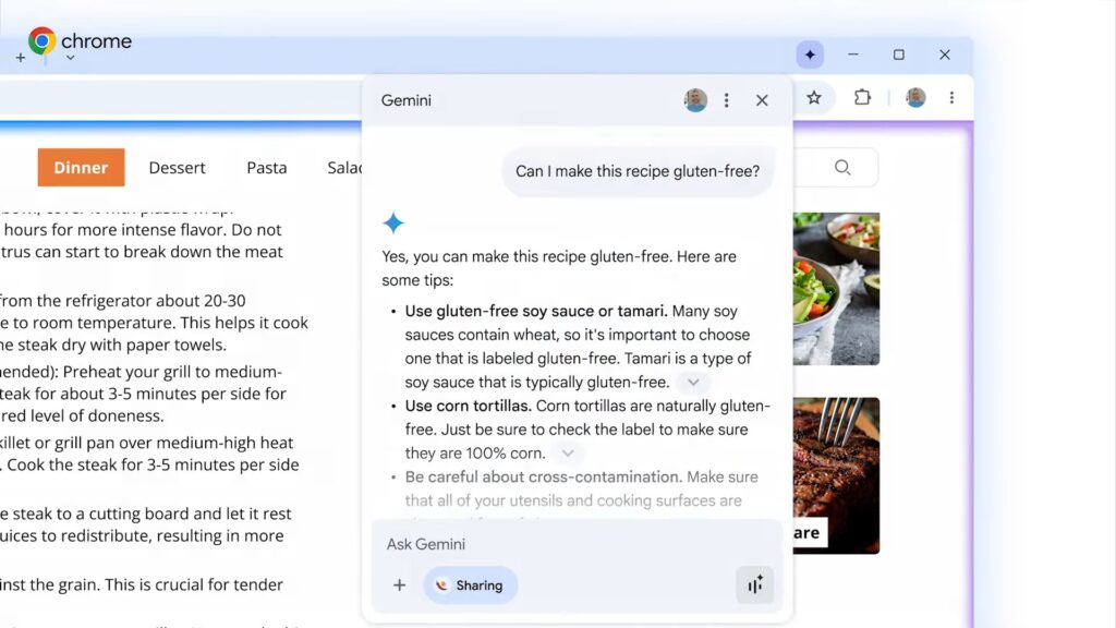 L'interface de Gemini dans Chrome // Source : Google