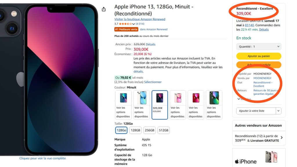 Prêtez attention à l'état et aux notes du vendeur avant l'achat