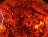 L'éruption solaire du 14 mai 2025. // Source : NASA/SDO (annotation Numerama)