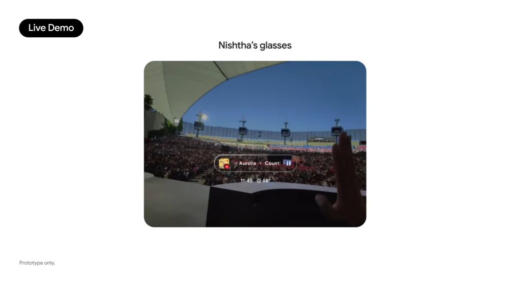 L'interface potentielle d'Android XR sur des lunettes // Source : Google