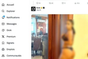 Grok déshabille des personnes sur X. // Source : Numerama