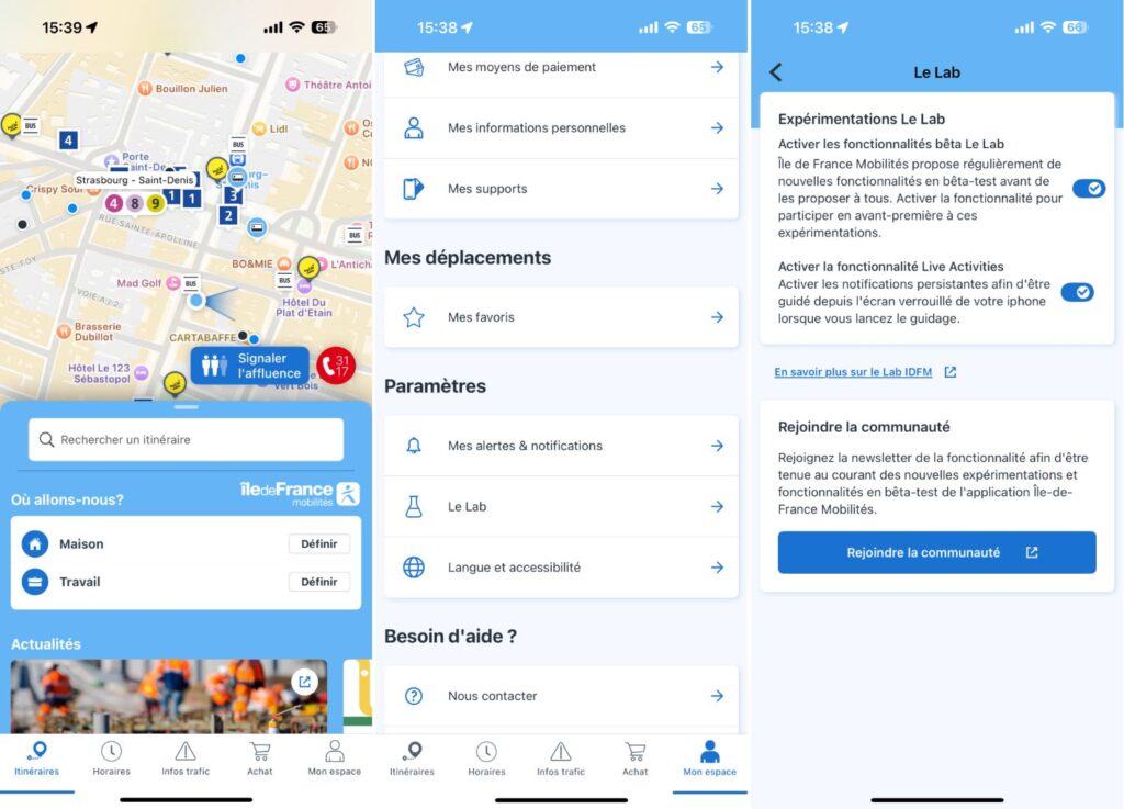 L'activation de la Live Activities dans Île-de-France Mobilités. // Source : Numerama L'activation de la Live Activities dans Île-de-France Mobilités. // Source : Numerama