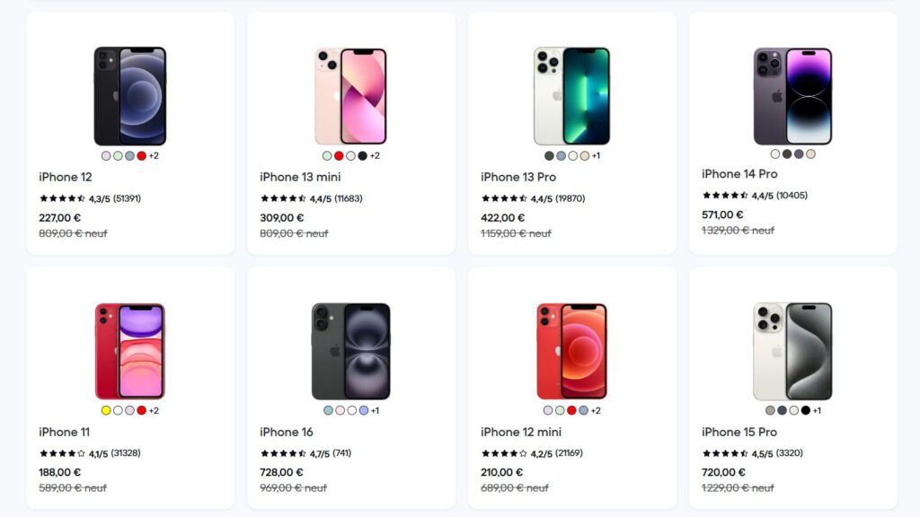Le catalogue de Back Market propose une grande variété de modèles Le catalogue de Back Market propose une grande variété de modèles