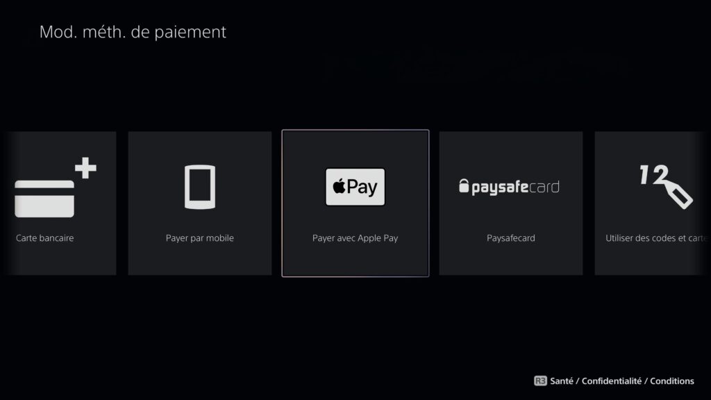 L'option Apple Pay sur le PlayStation Store.