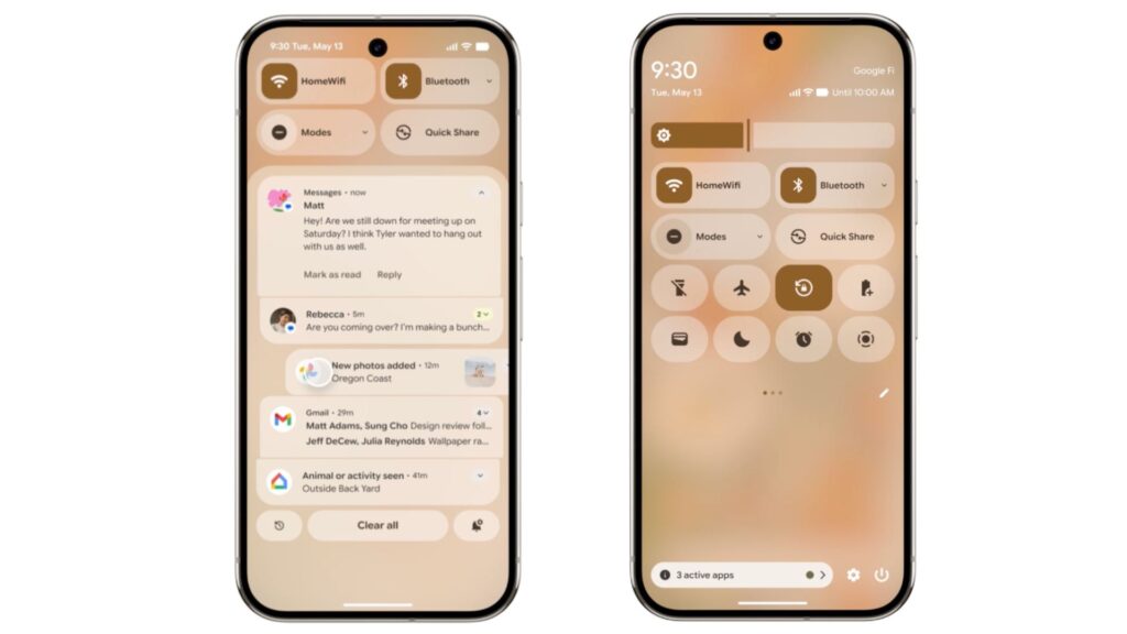 Le nouveau centre de notifications d'Android 16, avec des animations bien plus vivantes. Le nouveau centre de notifications d'Android 16, avec des animations bien plus vivantes.