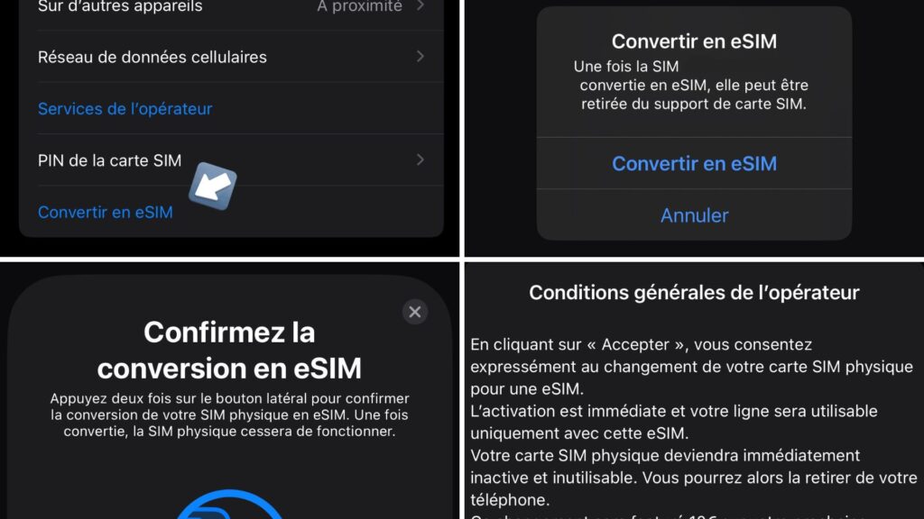 La conversion de sa carte SIM en eSIM sur iPhone avec Free Mobile // Source : Tiino-X83 via X La conversion de sa carte SIM en eSIM sur iPhone avec Free Mobile // Source : Tiino-X83 via X