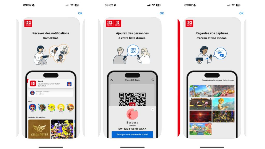 Les fonctionnalités de l'application Nintendo Switch App // Source : Capture d'écran iOS Les fonctionnalités de l'application Nintendo Switch App // Source : Capture d'écran iOS