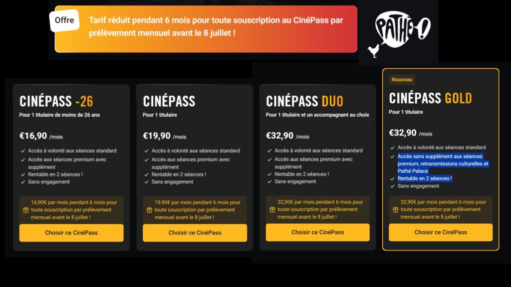 La carte Cinépass de Pathé // Source : Pathé La carte Cinépass de Pathé // Source : Pathé