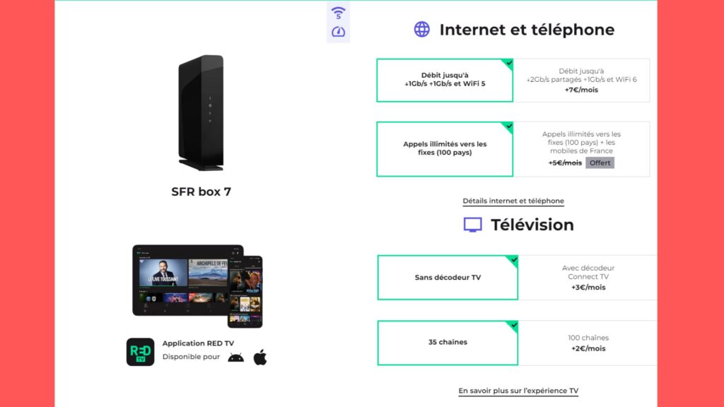 Vous pourrez configurer l'offre fibre de RED // Source : RED by SFR Vous pourrez configurer l'offre fibre de RED // Source : RED by SFR