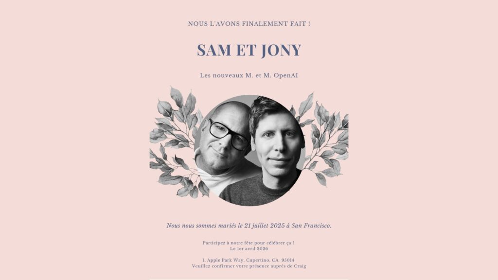 Sam & Jony se marient // Source : Montage Numerama