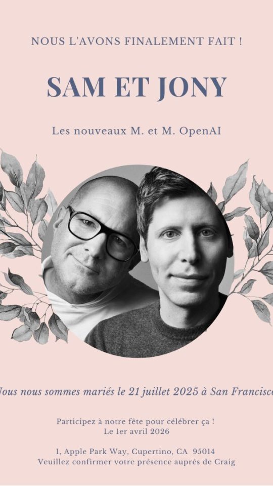 Sam & Jony se marient // Source : Montage Numerama